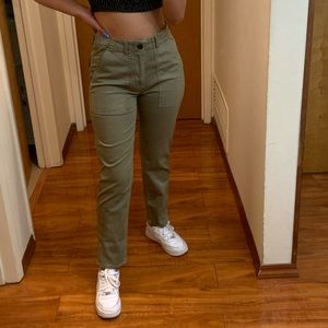 Olive straight leg pants